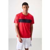 Kırmızı Polyester Nefes Alan Jakarlı İnce Esnek Standart Fit Erkek Performans T-Shirt - 88398