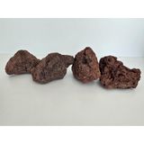 Kırmızı Pomza Taşı 10-15 cm 4 adet Akvaryum Dekor Taşları Havuz Bahçe Süs Taşı Lav Taş