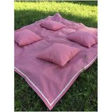 Kırmızı Pötikareli Piknik Örtüsü 160 * 160 Cm Ve 4 Adet Piknik Minderi 40 * 40Cm Piknik Seti