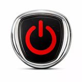 Kırmızı Power Logo Metal Araç Amblemi 3D Krom Çerçeveli Oto Panjur Bagaj Arması Universal(Siyah Zemin – Krom Çerçeve)