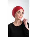 Kırmızı Pratik Hazır Geçmeli Tesettür Bone Fukuro Simli Büzgülü 2116_31