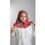 Kırmızı Pratik Hazır Geçmeli Tesettür Bone Sandy Kumaş Batik Desenli 2101D_31