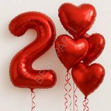 Kırmızı Rakam Kalp Folyo Balon Seti Yaş-2
