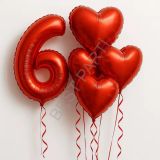 Kırmızı Rakam Kalp Folyo Balon Seti Yaş-6