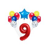 Kirmizi Rakamli Balon Set, 9