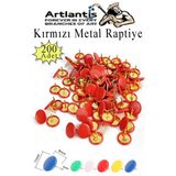 Kırmızı Raptiye 200 Adet 1 Paket Renkli Pvc Kaplı Başlıklı Raptiye Plastik Yuvarlak Düğmeli Raptiye Pano Okul Ofis Büro