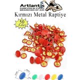 Kırmızı Raptiye 50 Adet 1 Paket Renkli Pvc Kaplı Başlıklı Raptiye Plastik Yuvarlak Düğmeli Raptiye Pano Okul Ofis Büro