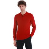 Kırmızı Regular Fit Jakarlı Polo Yaka Yünlü Triko Kazak - 2XL