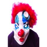 Kırmızı Renk Afro Bonus Peruklu Palyaço Lateks Et Maske (4604)