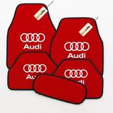 Kırmızı Renk Audi Logolu 5 Parça Oto Halı Paspas Takımı Kaymaz Ve Su Geçirmez Zemin Koruyucu