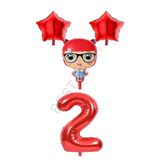 Kırmızı Renk Bebek Rakam ve Yıldız Folyo Balon Seti Yaş 2