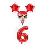 Kırmızı Renk Bebek Rakam ve Yıldız Folyo Balon Seti Yaş 6