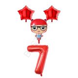 Kırmızı Renk Bebek Rakam ve Yıldız Folyo Balon Seti Yaş 7