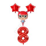 Kırmızı Renk Bebek Rakam ve Yıldız Folyo Balon Seti Yaş 8