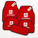 Kırmızı Renk Citroen 5’Li Oto Halı Paspas Takımı Kaymaz, Dayanıklı, Kolay Temizlenebilir Araç İç Zemin Paspası