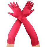 Kırmızı Renk Dirseğe Kadar Uzun Kumaş Eldiven 40 Cm (5047)