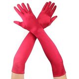 Kırmızı Renk Dirseğe Kadar Uzun Kumaş Eldiven 40 Cm Bx40