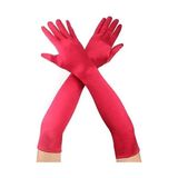 Kırmızı Renk Dirseğe Kadar Uzun Kumaş Eldiven 40 cm - Renkli - Standart
