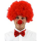 Kırmızı Renk Kıvırcık Afro Bonus Peruk Takma Saç Ve Kırmızı Burun Seti P144313s1679