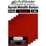 Kırmızı Renkli 35X50 Metalik Aynalı Fon Kartonu 5 Adet 1 Paket Artmaster Metalik Aynalı Fon Kartonu - Standart