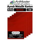 Kırmızı Renkli 50X70 Metalik Aynalı Fon Kartonu 5 Adet 1 Paket Artmaster Metalik Aynalı Fon Kartonu