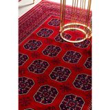 Kırmızı Renkli Afgan Motifli Yıkanabilir Otantik Dokuma Halı 01