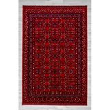 Kırmızı Renkli Afgan Motifli Yıkanabilir Otantik Dokuma Halı 02 100 X 200