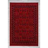Kırmızı Renkli Afgan Motifli Yıkanabilir Otantik Dokuma Halı 02