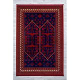 Kırmızı Renkli Afgan Motifli Yıkanabilir Otantik Dokuma Halı 03 100 X 200