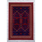 Kırmızı Renkli Afgan Motifli Yıkanabilir Otantik Dokuma Halı 03