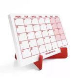 Kırmızı Renkli Aylık Planlama 2026 Takvim, 2026 Masa Takvimi, Red Color Monthly Planner Calendar