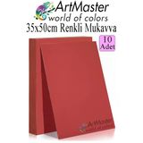 Kırmızı Renkli Mukavva 35X50 Cm 10 Adet 1 Paket Renkli Sert Karton 1.0 Mm Anasınıfı Hobi Etkinlik Okul Öncesi Elişi