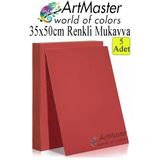 Kırmızı Renkli Mukavva 35X50 Cm 5 Adet 1 Paket Renkli Sert Karton 1.0 Mm Anasınıfı Hobi Etkinlik Okul Öncesi Elişi