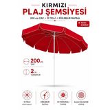 Kırmızı Renkli Plaj,Güneş Ve Bahçe Şemsiyesi 200 Cm Çap/10 Telli, Eğim Verilir