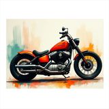 Kırmızı Retro Motosiklet Art Mdf Poster 50cmX 70cm