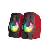 KIRMIZI - RGB IŞIKLI 1+1 HOPARLÖR SPEAKAER SET USB KABLO 2.0 MULTİMEDYA - 6W (5047)