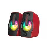 Kırmızı - Rgb Işıklı 1+1 Hoparlör Speakaer Set Usb Kablo 2.0 Multimedya - 6W (5224)