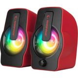 Kırmızı - Rgb Işıklı 1+1 Hoparlör Speakaer Set USB Kablo 2.0 Multimedya - 6W (5486)