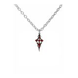 Kırmızı Sacina Gotik Haç Figürlü Unisex Kolye – 60 Cm Zincirli, Metal Gotik Ve Alternatif Stil Takı