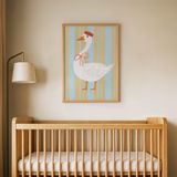 Kırmızı Şapkalı Kaz Çocuk Odası Duvar Posteri Çerçeveli Tablo Duvar Dekorasyonu - 30 x 40 - Ahşap Çerçeveli