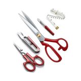 Kırmızı Saplı Çelik Somunlu Profesyonel Kumaş Kesim Makası Set (11 NUMARA 28CM)