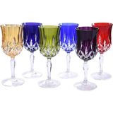 Kırmızı Şarap Kadehi, 6 Parça Set, Kristal Detaylı - Çok Renkli