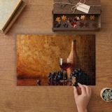 Kırmızı Şarap ve Üzümler Tasarımı 240 Parça Ahşap Puzzle Ahşap Kutuda MP01351