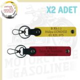 Kırmızı-Sarı, Motor Severlere, İsim Plaka ve B Rh (+) Yazılı Özel Tasarım Hediye 2'li Anahtarlık Set