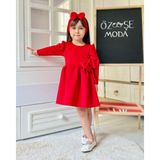 Kırmızı Scuba Karpuz Kol Elbise - 6 - 7 Yaş