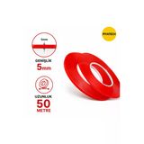 Kırmızı Şeffaf Çift Taraflı Silikon Bant 5 Mm X 50 Metre Güçlü Montaj Bandı