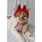 Kırmızı Şeytan Bandana Şık Örgü Kedi Köpek Şapkası Evcil Hayvan Şapkası Pet Aksesuarları