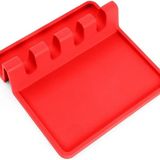 Kırmızı Silikon Mutfak Seti, Spatula, Kaşıklık, Çatallık ve Düzenleyici - Seçenek 1 - Açık Gri