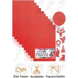 Kırmızı Simli Karton A4 20X30 cm 10 Lu 1 Paket Simli Fon Kartonu Parıltılı Kağıt Anasınıfı Kreş Etkinlik Proje - Standart