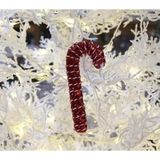 Kırmızı Simli Noel Şeker Çubuğu Asılabilir Süs, Yılbaşı Ağacı Dekorasyonu, Parlak Dokulu, Geleneksel Candy Cane Tasarım 17 cm